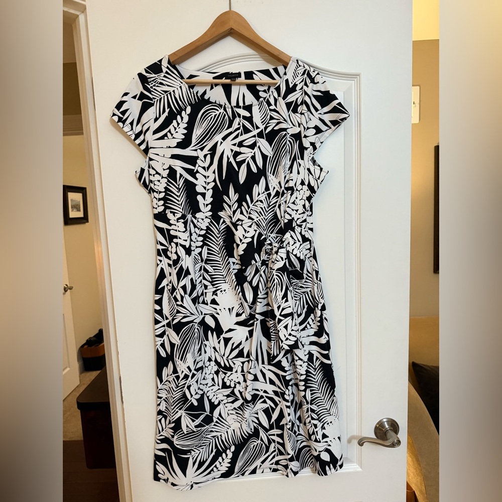 Talbots Black and White Floral Dress Size L